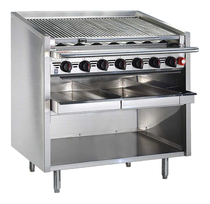 F-72RS Dante Series Cabinet-Style Floor Commercial Natural Gas Charbroiler with Cast Iron Radiants