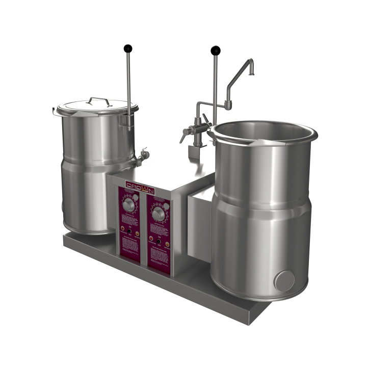Twin Electric Counter Tilt Kettle 2/3 Jacket, 12 Gallon, 12KW Each — 240V, 3PH