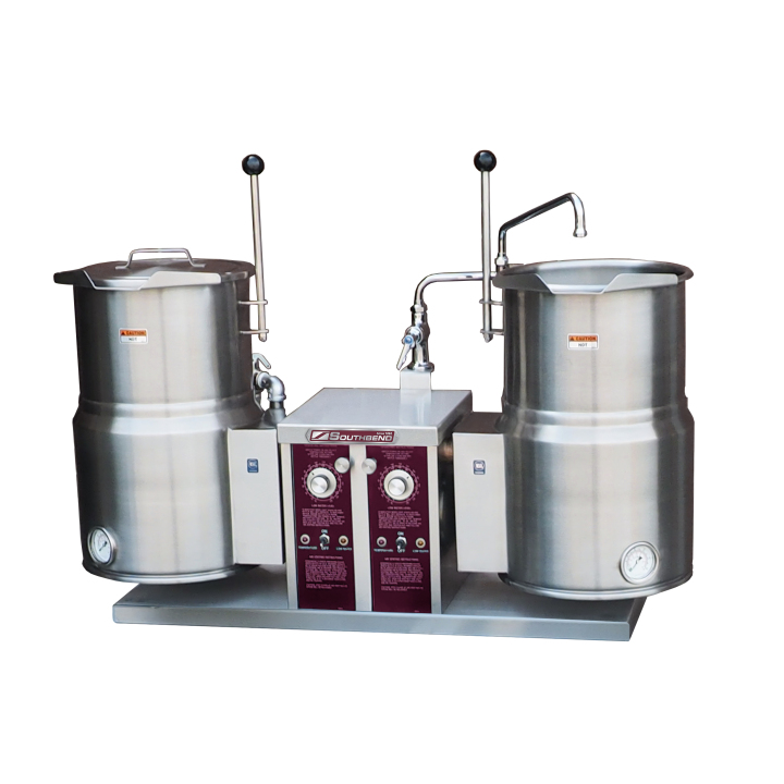 Twin Electric Counter Tilt Kettle 2/3 Jacket, 12 Gallon, 12KW Each — 240V, 3PH